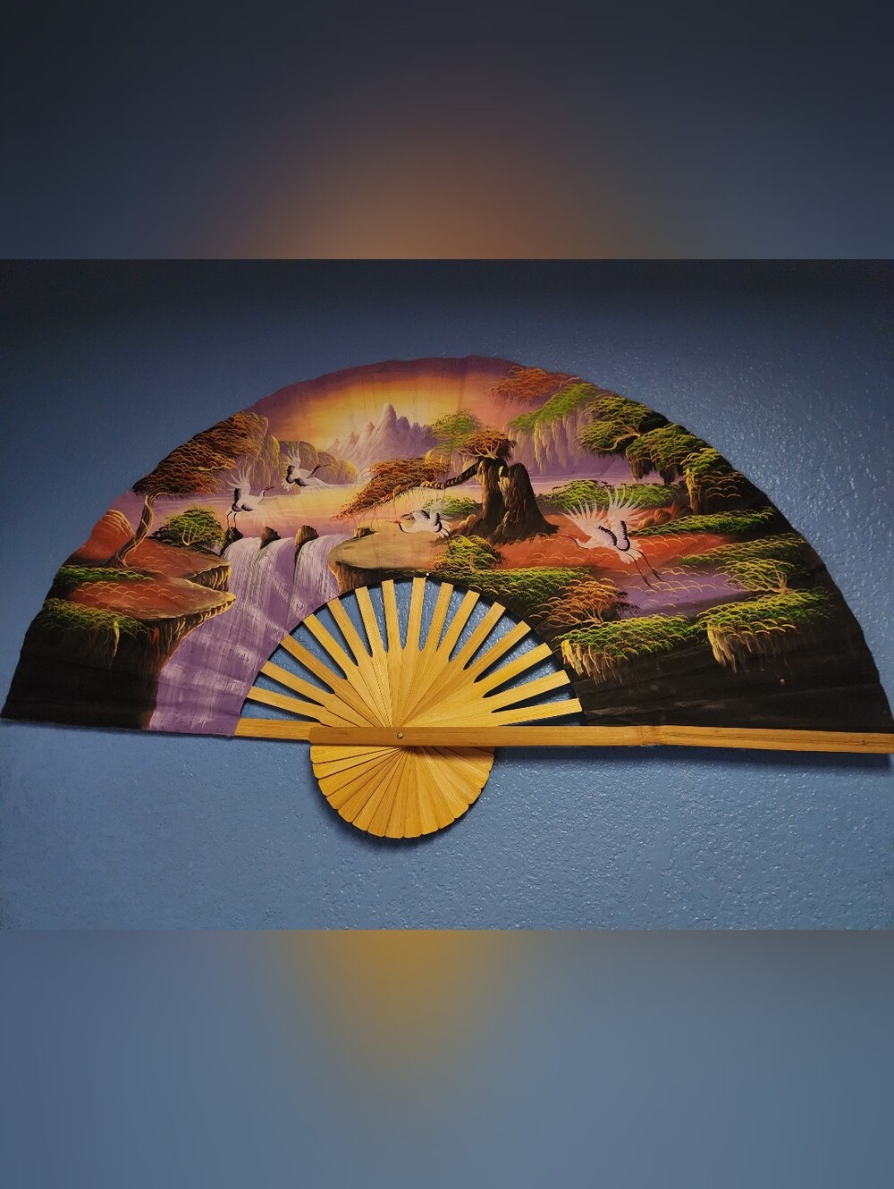 Asian Hand Painted Folding Fan Wall Art -
